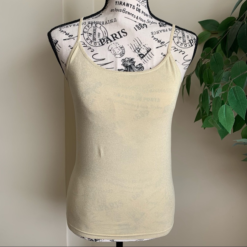 Ann Taylor Metallic Camisole Tank Top Gold Sz MP